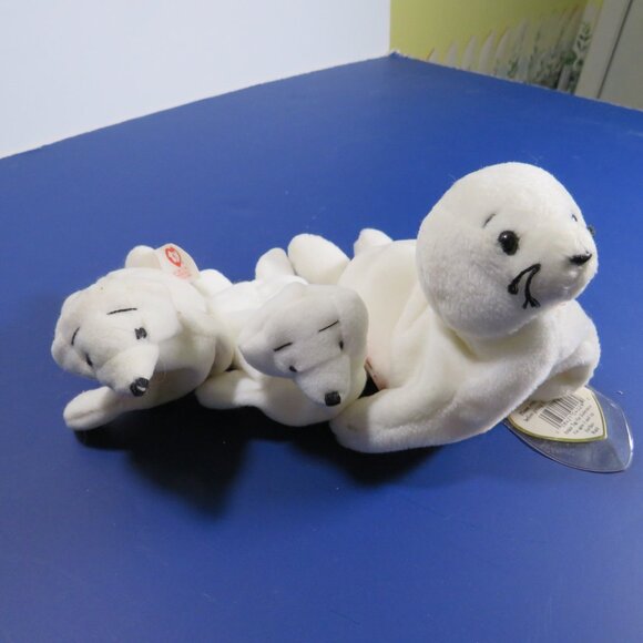 Seymour white seals ty beanie babies (1) large (2) small stuffed Animal plush - Picture 3 of 15